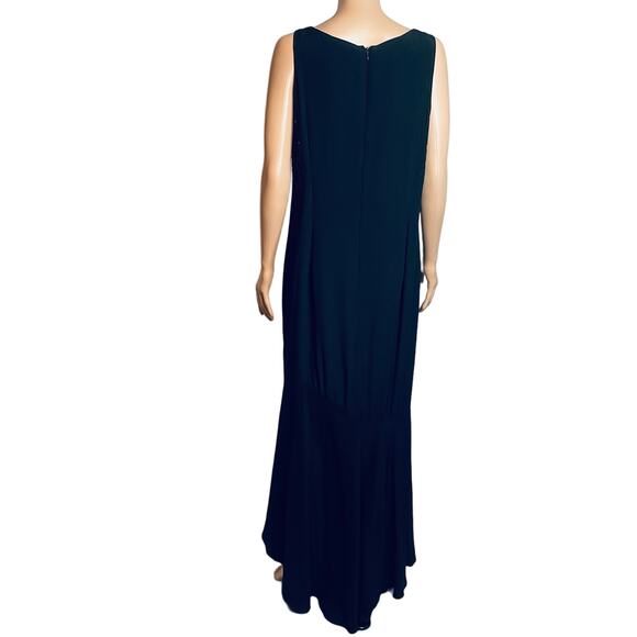 Jessica McClintock Vtg Black Evening Embroidered Formal Maxi Gown Dress 16 - Picture 3 of 13